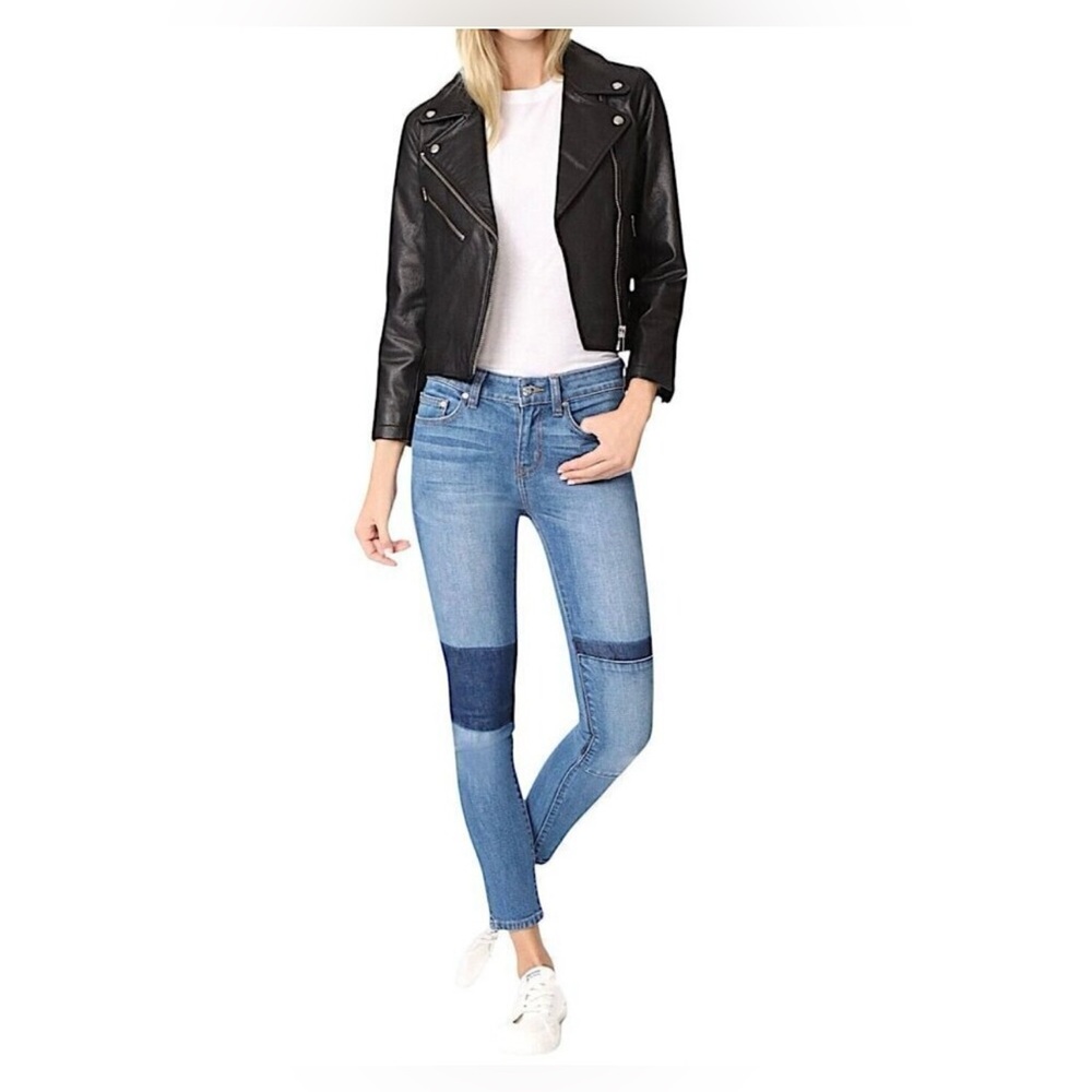 Derek Lam 10 Crosby Authentic Biker Devi Mid-Rise Skinny Patchwork Jeans Size:28